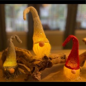 Set of 3 Light Up Gnome Christmas Ornaments/Decorations